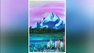 Easy painting ideas for kids. Ideas faciles de pintura con ni&ntilde;os. Легкий пейзаж гуашью.