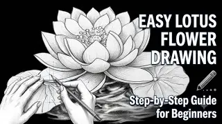 পদ্মফুল আঁকার সহজ উপায় 🪷Easy Lotus Flower Drawing with U & + sign: Step-by-Step Guide for Beginners