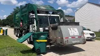 Waste Management Mack LR McNeilus Meridian Garbage Truck with an Advanced Disposal Curotto Can