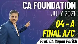 CA Foundation | Accounts | July 2021 | Q4 A Final Accounts | Solution | Answer Key | CA Sapan Sir