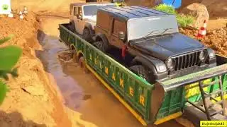 RC tractor 🚜 in extreme mud challenge pulling long trolley 🔥offrod mud@brajeshrajak45 