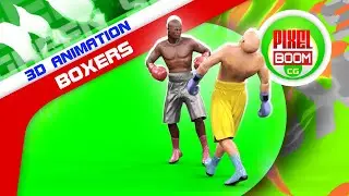 Green Screen Boxers Fight in the Ring 3D Animation - PixelBoomCG