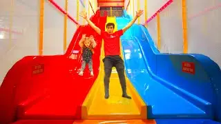 Vasena and Daddy at Indoor Playground and Funny Summer Story with Nursery Rhymes