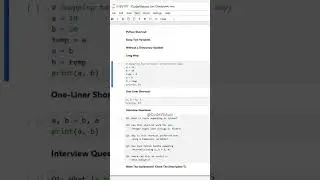 Python Shortcut: Swap Two Variables Without a Temporary Variable | 