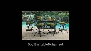 9 Piece Cast Aluminum Patio Furniture Dining Table Set - Antique Bronze