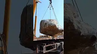 Crane Lifts a Massive Landscape Stone onto a Truck 💪🚛