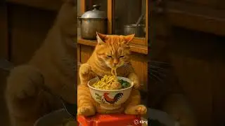 a 🐈 can eating bowl of noodle 🍲#trending ###primehub