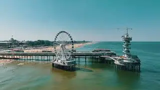 sky view de pier scheveningen the hague  of netherlands