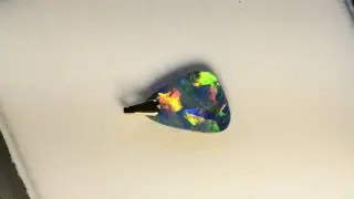 Solid 18k yellow gorgeous lovely boulder opal doublet pendant  m13634