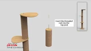 Curved Wood Floor to Ceiling Cat Climbing Tree Assembly Tutorial😽