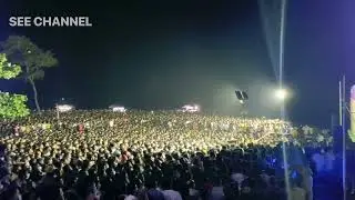 Hero ISL.Kerala blaster's fan wall Calicut beach.