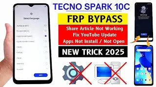 Tecno Spark 10c (KI5k) Frp Bypass Without Pc | Fix YouTube Update - Share Article Not Working 2025