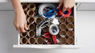 Cardboard Tube Cable Organizer 📦