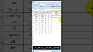 #shorts How to find discount of any product in MS Excel | interview question #bestexcelformula2021