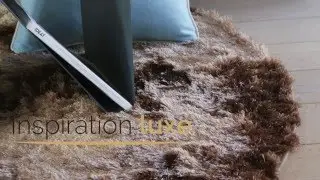 Tapis sur mesure rond beige &agrave; longues m&egrave;ches  - Inspioslo rond