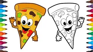 How to draw a pizza slice | drawing and coloring pizza slice
