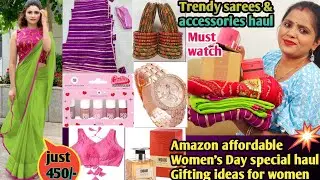 Amazon Women's Day Special Haul/Designer Saree & Blouse Haul/Upto 70% OFF  #amazon