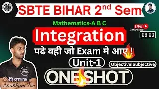 sbte bihar 2nd sem math-A B C |Unit-1 Integration One Shot| H2O STUDY| Shubham Sir|