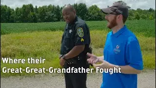Marine and Officer walk in the Footsteps of their Civil War Ancestor