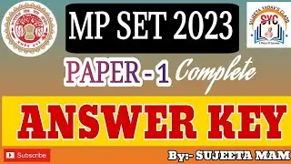 MP SET 2023 Exam {Answer Key 🗝️} |MPSET 2023 Paper -1 Answer Key |#mpset2023 #set2023 by SUJEETA MAM