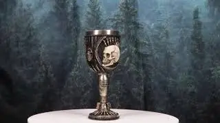War Dog Steampunk Skeleton Bullet Spiked Mohawk Skull Wine Goblet Chalice Cup