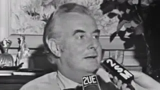 Prime Minister-elect Gough Whitlam claiming victory in the 1972 federal election