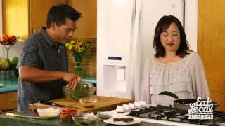 Arare Crusted Ahi with Watercress and Tomato Salad
