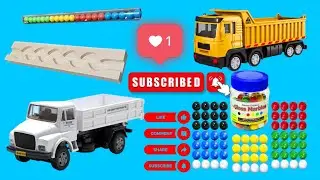 Toy Dump Truck aur Colorful Glass Marbles 🚚🔴🟡🔵 | Kids Learning Colors Fun Video