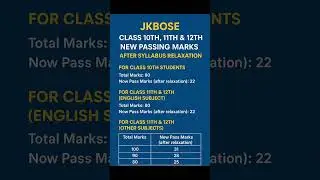 jkbose class 10th, 11th, 12th New Passing Marks After Syllabus Relaxation #jkbose #jkbosewallah