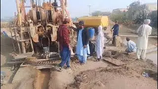 Drilling water boring in the fields 