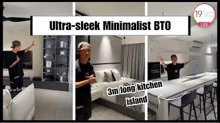 3m Long Grand Kitchen Island!! Bright & Ultra-Sleek Minimalist BTO Home Tour | Interior Design SG