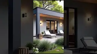 Gray Tiny 1 Story House: Minimalist, Garden Living