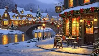 Winter Cafe Ambience with Soft Jazz Music Cozy Fireplace Quiet Holiday Mood