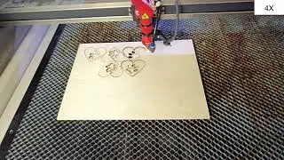 Wycinanie serce ze sklejki 3mm - Ploter laserowy DANKUR 600x400 CL