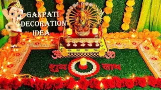 Ganpati Decoration Ideas at Home l Ganpati singhasan l Traditional Backdrop #DIY Decoration Idea