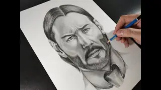 drawing John Wick with graphite pencil