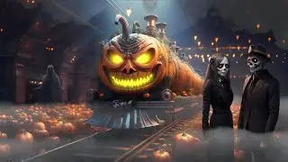 Animated Halloween Pumpkin Train Spooky Ambience TV Background Screensaver with Dark Eerie Music