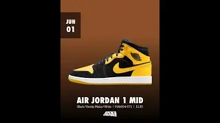 Air Jordan 1 Mid New Love Black / Varsity Maize - June 1, 2025