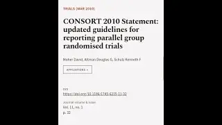 CONSORT 2010 Statement: updated guidelines for reporting parallel group randomised tr... | RTCL.TV
