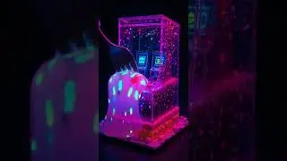 Retro Arcade Cake 🎮 | Glowing Purple Jelly World with Mini Pixel Machines | Neon Dessert Art&rdquo;