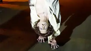 SURPRISE Upside Down Man Shock Costume at Halloween Yard Haunt