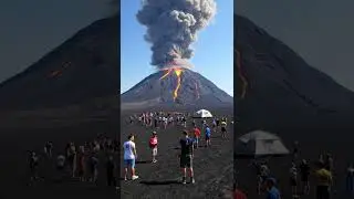 Tourists Standing Dangerously Close to Active Volcano - Raw Footage