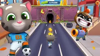 Talking Tom Gold Run Football Tom Unlocked For Catch The Raccoon Full Screen Android Gameplay