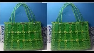 Bolsa feita de garrafas pet e crochê - Passo a Passo