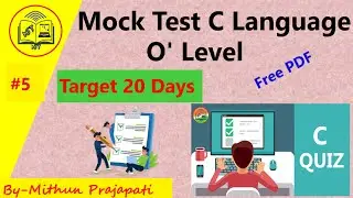 #C #5 Mock Test C Language O Level September Exam 2020 in Hindi || By-Mithun Prajapati