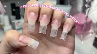 COLORFUL SUMMER POLYGEL NAILS💗 3D FLOWER NAIL ART & FRENCH TIPS | Live Stream