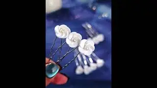 New Minimalist White Polymer Clay Flower Hairpin Bridal Wedding Updo Headpiece Pearl Hairpin Set
