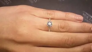 Scallop Yellow Gold Round Diamond Solitaire - ER 2324