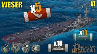 Aircraft Carrier Weser 5 Kills & 125k Damage | World of Warships Gameplay