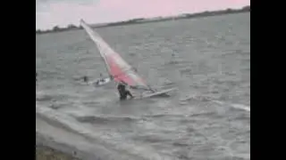 How to start planing with windsurfboard at Queen Mary Reservoir, England.